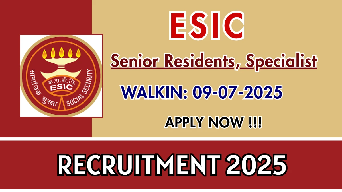 ESIC Faridabad Senior Resident Recruitment 2026